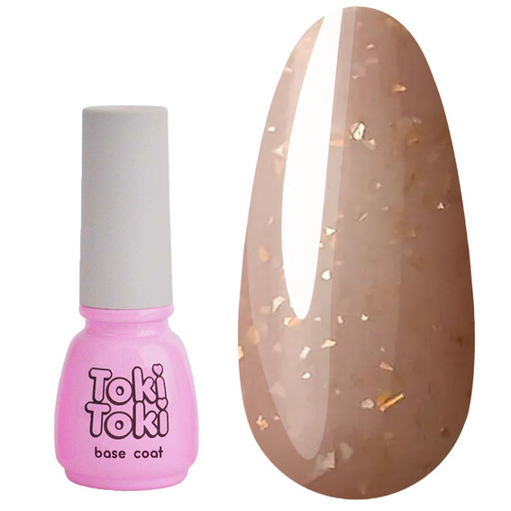 База Toki-Toki Glaze Base GL01 бежевый с золотой поталью 5 мл - Фото №1