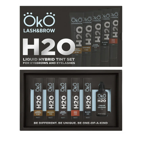 Zestaw OKO lash&brow Liquid Hybrid tint H2O (5 kolorów i 1 utleniacz) - Фото №1