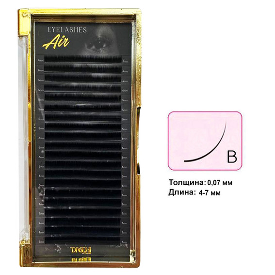 Eyelashes Divochi Air MIX black curl B 0.07 20 rows 4-7 mm