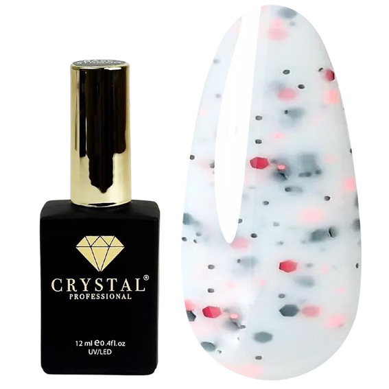 База для ногтей Crystal Base Yogurt №3 молочный с черно-красной крошкой 12 мл - Фото №1