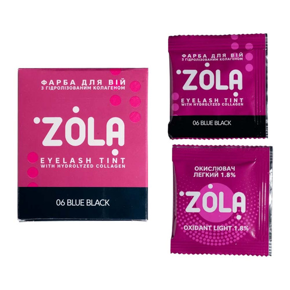 Краска для бровей ZOLA в пакетике 5 мл 06 blue-black  + окислитель 1.8% - Фото №2
