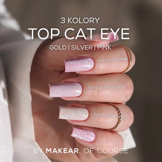Top hybrydowy MakeAR Cat Eye Gold bez lepkiej warstwy 8 ml - Фото №2
