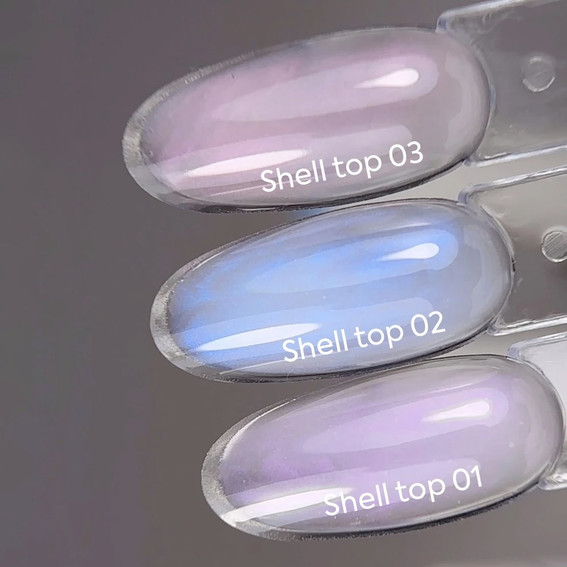 Тоp hybrydowy NAILSOFTHENIGHT Shell top 02 perła z niebieski przetarciem, 10 ml - Фото №5