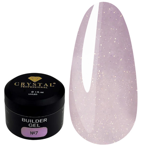 Гель для наращивания Crystal Builder Gel №7 лиловый с блестками 15 мл - Фото №1