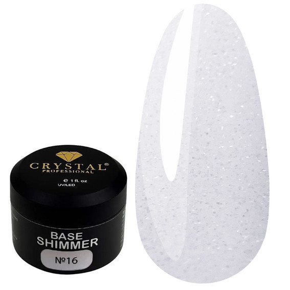 Crystal Base Shimmer №16 cold milky with shimmer 15 ml - Фото №1