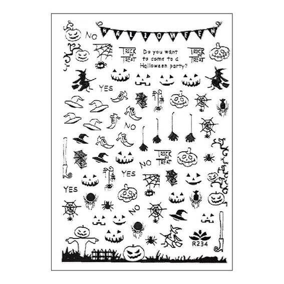 Наклейки для ногтей GNBLab halloween серебро R234 - Фото №1