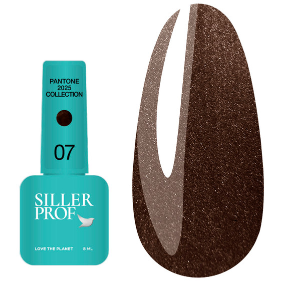 Гель-лак SILLER Pantone 07 коричневый с блестками 8 мл (НФ-00022214) - Фото №1