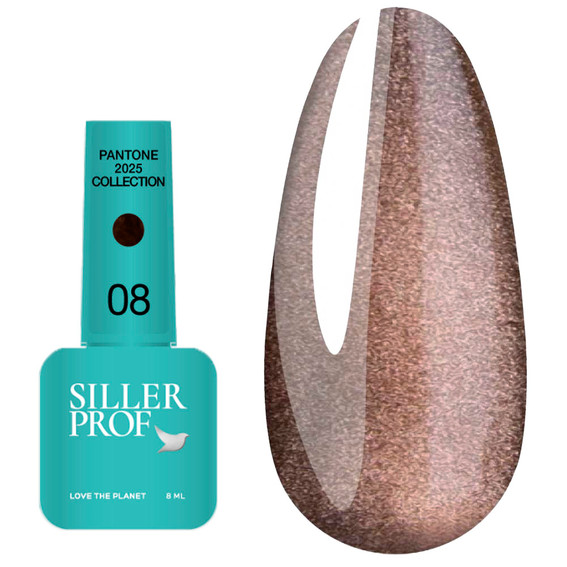 Гель-лак SILLER Pantone 08 коричневый с шиммером 8 мл (НФ-00022215) - Фото №1