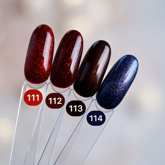 Gel polish DARK New collection 112 burgundy with red glitter 6 ml - Фото №3