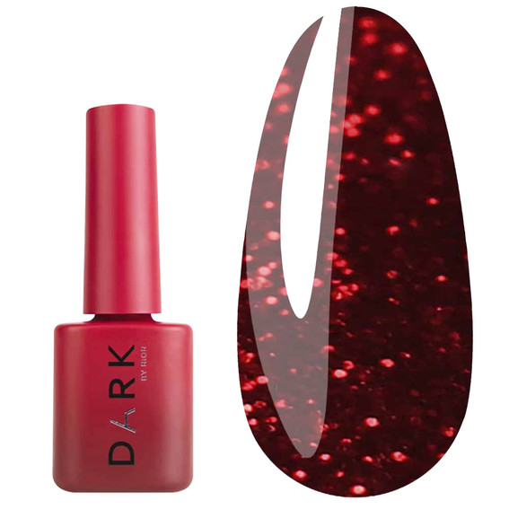 Gel polish DARK New collection 112 burgundy with red glitter 6 ml - Фото №1