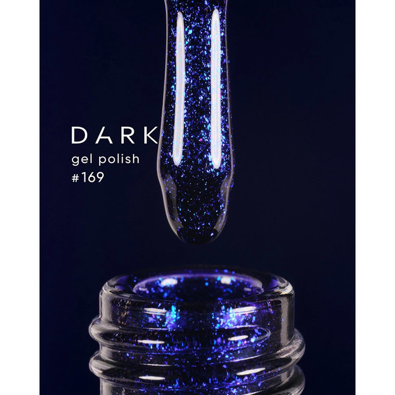 Lakier hybrydowy DARK 169 niebieski z brokatem 10 ml - Фото №2