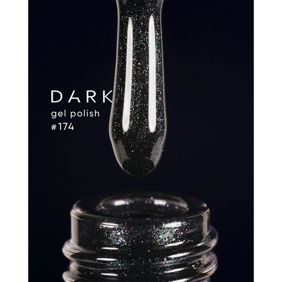Lakier hybrydowy DARK 174 ciemnoszary z brokatem 10 ml - Фото №2