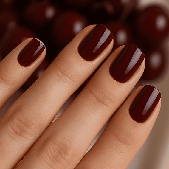 Dark Red Nails (solid color)