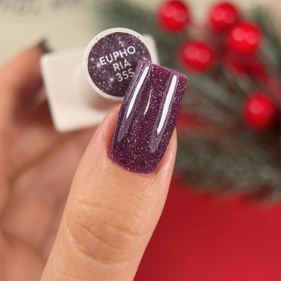 Lakier hybrydowy NAILSOFTHEDAY Gel Polish 355 Euphoria śliwkowo-fioletowy odblaskowy 10 ml - Фото №4
