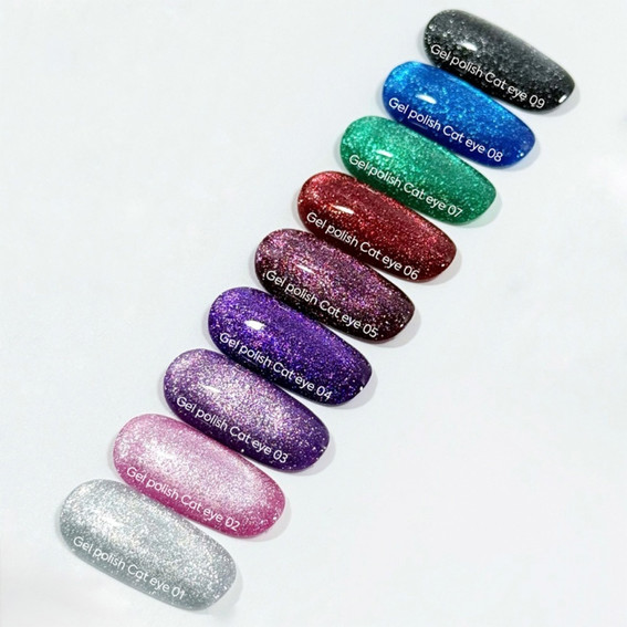 Lakier hybrydowy NAILSOFTHEDAY Cat Eye Gel Polish 09 czarny 6 ml - Фото №6
