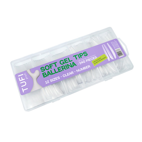 Żelowe tipsy TUFI profi Half Cover Soft Gel Tips Baletnica Przezroczysty 240 szt (0326344) - Фото №2