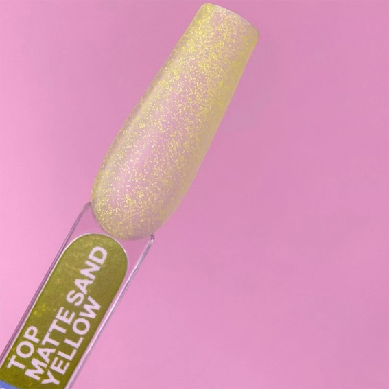 SALE Top LUNA Matte Sand Yellow Non Wipe with sand texture effect yellow 13 ml (300-3428) - Фото №3