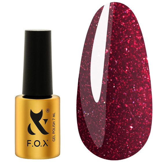 Gel polish FOX Moulin Rouge 009 dark red with shimmer 7 ml - Фото №1