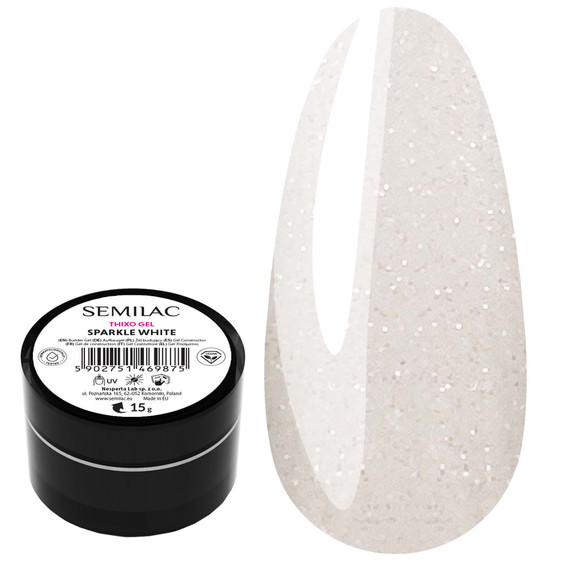 Gel for extensions Semilac Thixo Gel Sparkle White 15 g - Фото №1