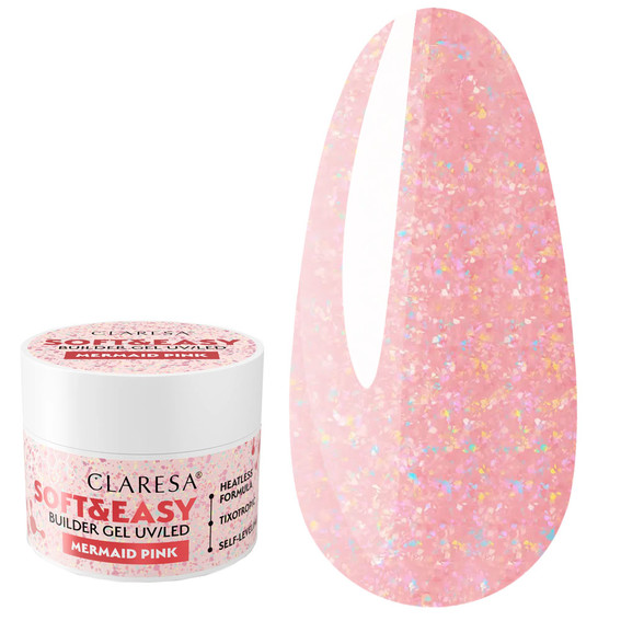 Gel for extensions CLARESA SOFT&EASY MERMAID PINK 45 g - Фото №1