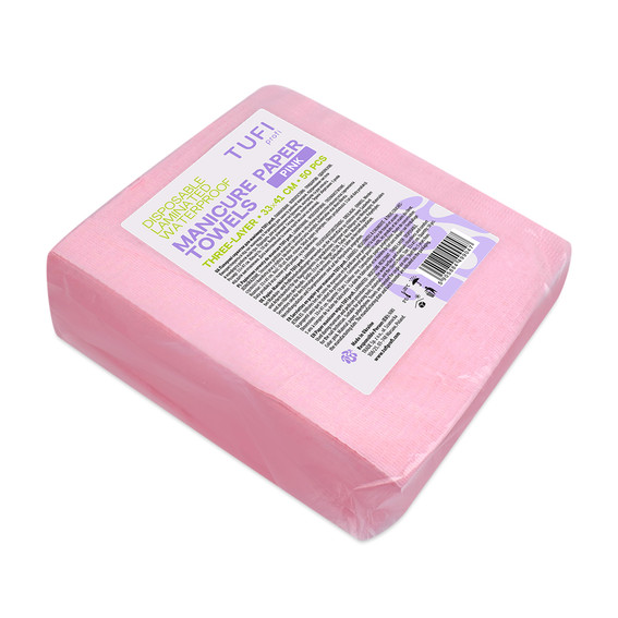 Serwetki papierowe do manicure TUFI profi Jednorazowe laminowane wodoodporne różowe 41x33 cm 50 szt. (0331521) - Фото №3