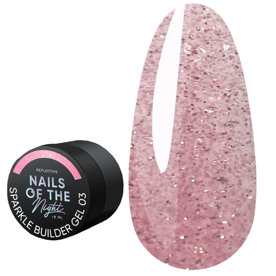 SALE Żel budujący NAILSOFTHENIGHT Sparkle Builder gel 03 beżowy różowy odblaskowy 15 ml - Фото №1