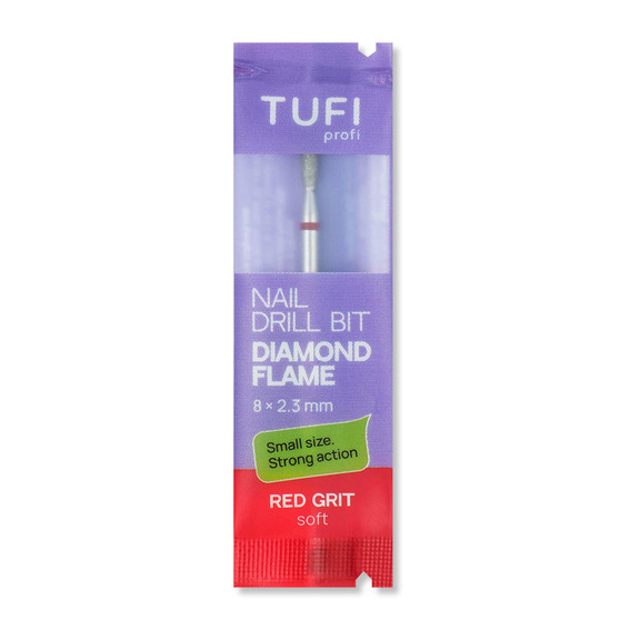 Manicure cutter TUFI profi Diamond Flame 8 mm × 2.3 mm Red Notch (0328405) - Фото №3