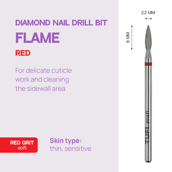 Manicure cutter TUFI profi Diamond Flame 8 mm × 2.3 mm Red Notch (0328405) - Фото №4