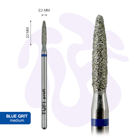 Manicure cutter TUFI profi Diamond Flame rounded blunt 10 mm × 2.3 mm Blue Notch (0328410) - Фото №2