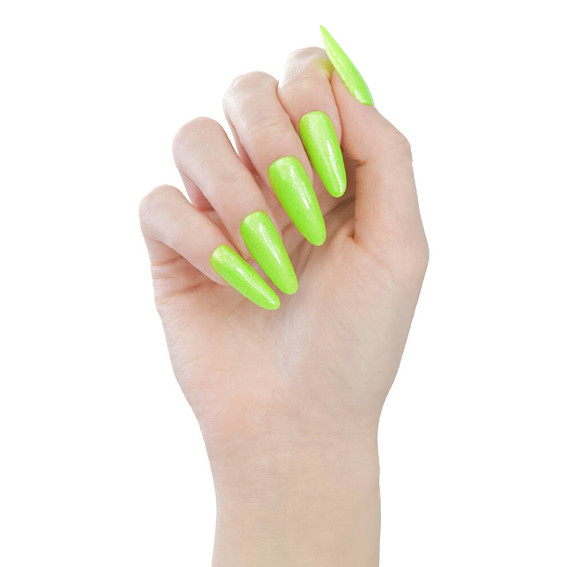 SALE Lakier hybrydowy MAKEAR Neon Glitter NG01 neonowy jasnozielony z brokatem 8 ml - Фото №2