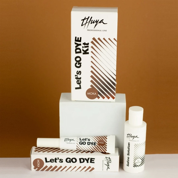 Набор для окрашивания бровей Thuya Let's Go Dye kit Mocha без окислителя с физиологическим раствором 50 мл - Фото №2