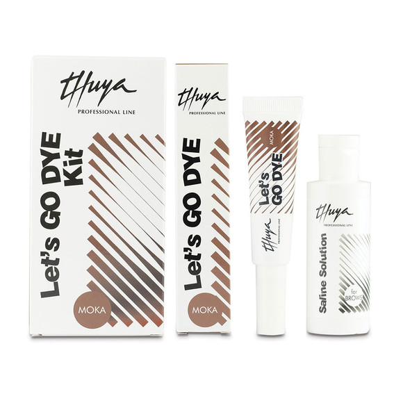 Набор для окрашивания бровей Thuya Let's Go Dye kit Mocha без окислителя с физиологическим раствором 50 мл - Фото №1