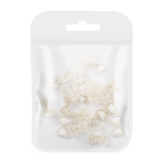 Ozdoby do paznokci kokardki 3D białe 20 szt - Фото №1