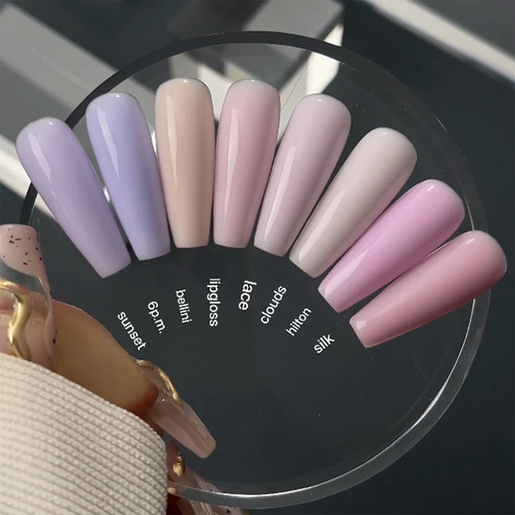 База для ногтей HEYLOVE Tint base Sunset Hilton лилово-розовый 15 мл - Фото №4