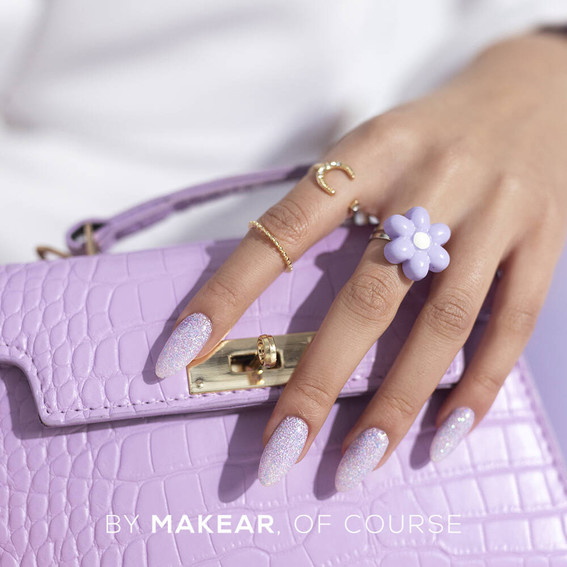 SALE Gel polish MAKEAR Daisy 623 transparent with purple glitter 8 ml - Фото №3