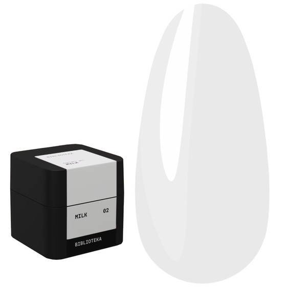 Гель для наращивания BIBLIOTEKA Builder gel 02 Milk молочный 15 мл - Фото №1