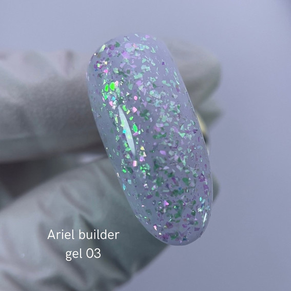SALE Гель NAILSOFTHENIGHT Ariel Builder gel 03 с разноцветными хлопьями юкки 15 мл - Фото №3