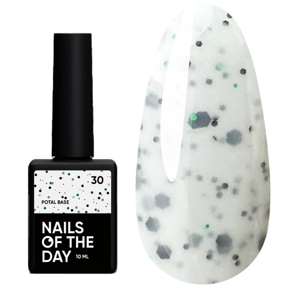 SALE База NAILSOFTHEDAY Potal №30 молочный с разноцветной поталью 10 мл - Фото №1
