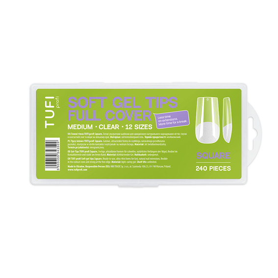TUFI profi Full Cover Soft Gel Tips Square transparent 240 pcs. (0134005) - Фото №4