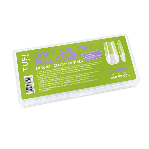 TUFI profi Full Cover Soft Gel Tips Square transparent 240 pcs. (0134005) - Фото №5