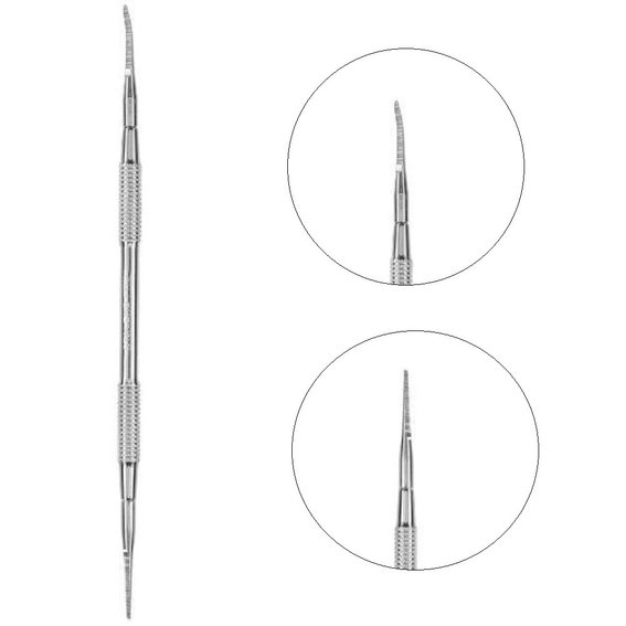 Лопатка педикюрная (инструмент для вросшего ногтя) Staleks Pro Expert 60 Type 4 (тонкая пилка прямая и пилка с загнутым концом)